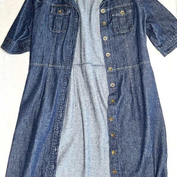 Large Blue Jean Dress by Cherokee long Jean skirt one piece Cherokee Jean Dress - Picture 2 of 11